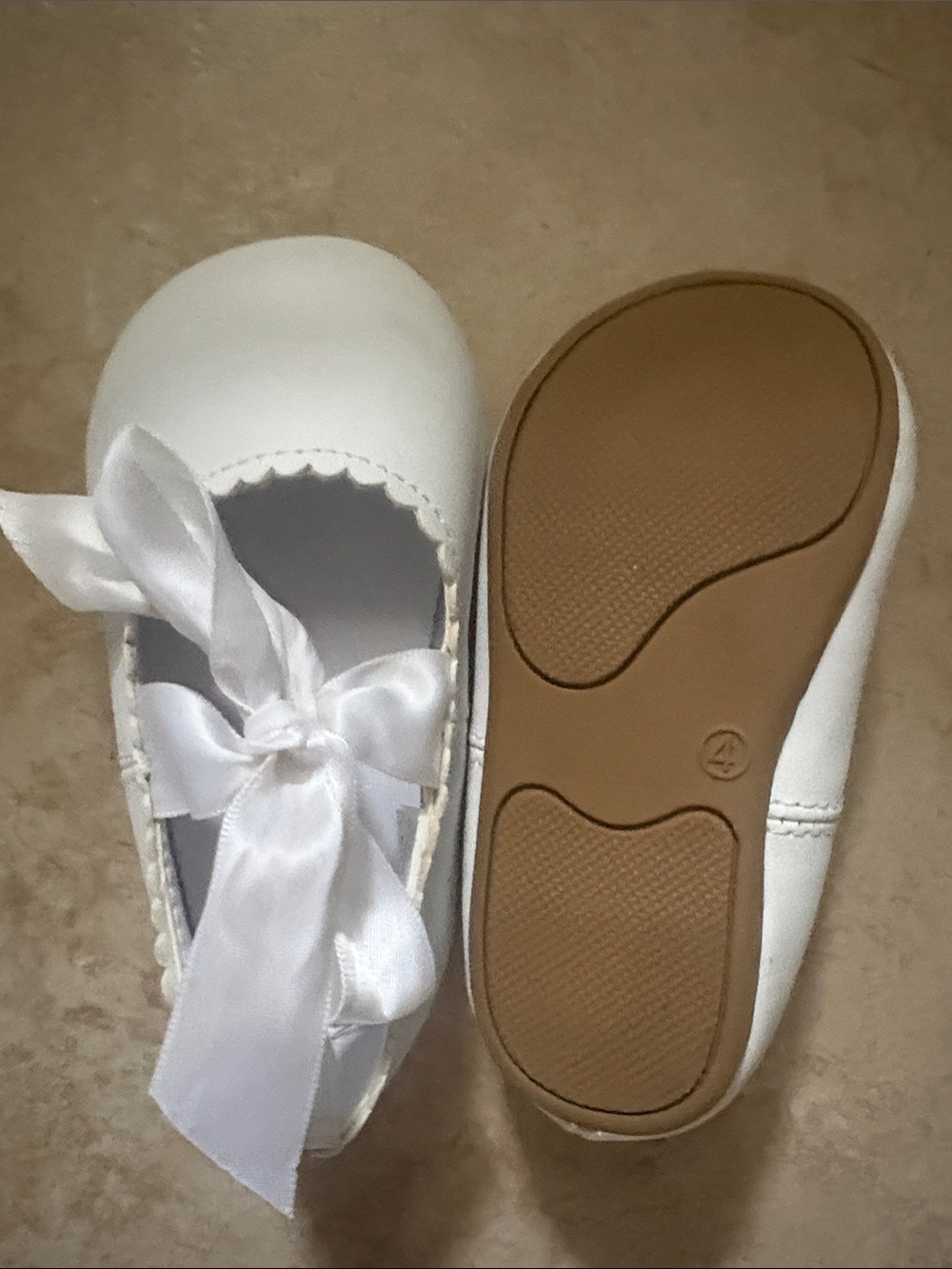 Classic White Baby Girls Satin Bow Mary Jane Shoes
